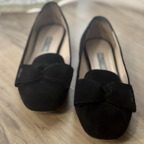Prada Black Suede Bow Flats - Picture 2 of 5